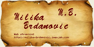 Milika Brdanović vizit kartica